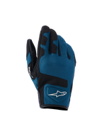 Guantes Alpinestars Ignite, guantes de moto urbanos, azul índigo y negro, construcción de malla textil transpirable en el dorso, paneles reforzados negros sobre los nudillos, logotipo A-star blanco, diseño de puño corto para conducción urbana