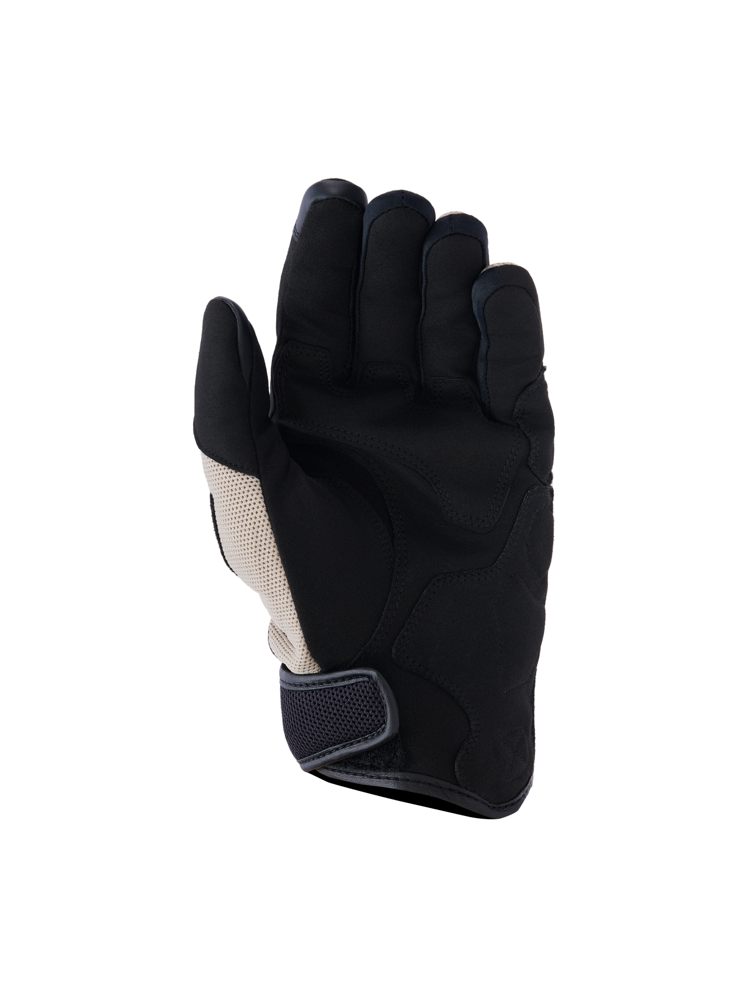 Guantes Alpinestars Ignite, Aluminum Black, vista de la palma de guantes urbanos para motocicleta con palma de gamuza sintética reforzada, inserciones de malla transpirable y cierre de velcro en el puño