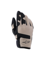 Guantes Alpinestars Ignite, guantes de moto, beige y negro, parte superior de malla texturizada con acentos de paneles negros, diseño de puño corto con logo Alpinestars, equipo de protección ligero y transpirable para conducción urbana