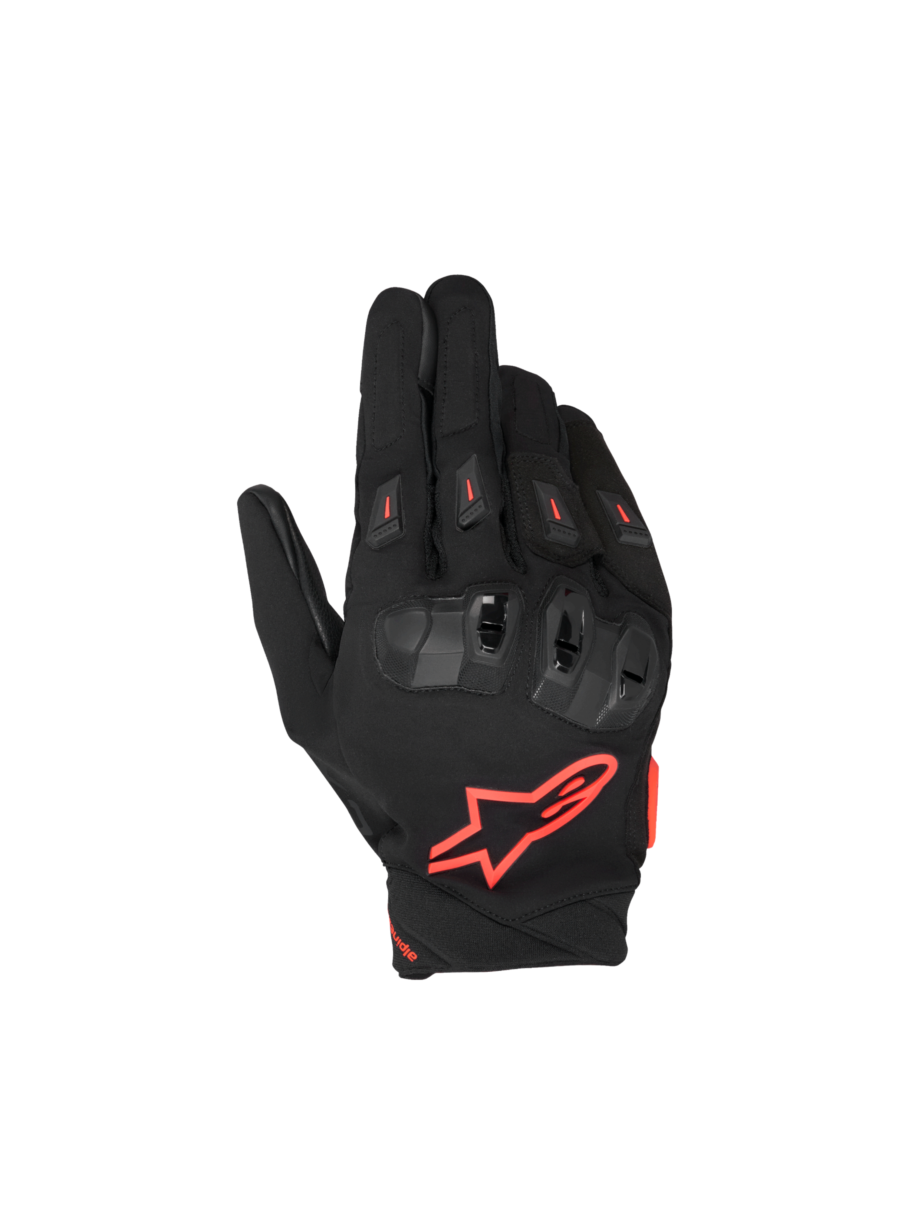 Alpinestars Guantes SP X 3, guantes de moto negros y rojo flúor, protección de nudillos TPU de doble densidad, certificación CE