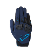 Guantes Alpinestars SP X 3, guantes de carreras de moto, azul oscuro y negro con detalles en azul Blithe, con protección de nudillos de TPU de doble densidad y el logo de la estrella de Alpinestars, construcción textil y de malla para conducción deportiva