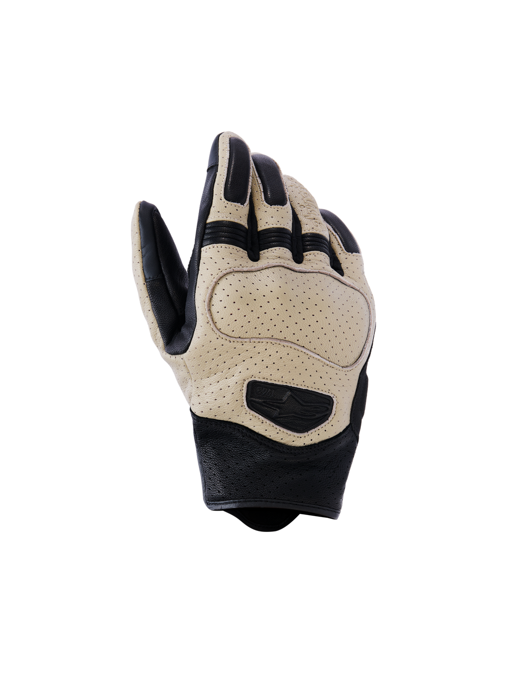 Alpinestars Mustang V3 Leather Gloves, guantes de moto, marrón y negro, con cuero de cabra perforado para ventilación, diseño urbano de puño corto con acolchado protector en los nudillos y logotipo en relieve
