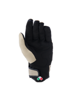 Guantes Alpinestars Tracker, guantes de moto urbanos, color aluminio y negro, vista de la palma con construcción en ante sintético y refuerzos acolchados, puño de cuero perforado y diseño de puño corto.