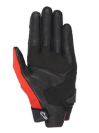Guantes Honda SP X 3 de Alpinestars, guantes de moto, rojo brillante, negro y blanco, vista de la palma con construcción de cuero perforado y refuerzos sintéticos, panel del pulgar en rojo brillante y puño compacto con el logotipo de Alpinestars.