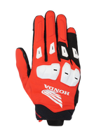 Guantes Alpinestars Honda SP X 3, guantes deportivos de moto, rojo brillante, negro y blanco, con protectores de nudillos de TPU y deslizadores de dedos en blanco, logotipo de ala de Honda en el dorso, diseño multimaterial transpirable para conducción en carretera en verano