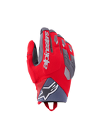 Guantes Alpinestars Durack, guantes para motociclismo, rojo brillante y gris medio, con protección de nudillos dividida y detalles de TPR grises, logotipo Alpinestars blanco en el dorso, puño de neopreno con el logo de la estrella y diseño de aventura de alto rendimiento