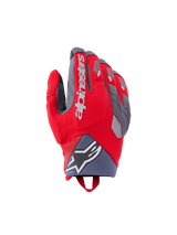 Alpinestars Durack Gloves, Motorcycle Riding Gloves, Red with Gray and Black Accents, White Logo, Textured Fabric with Padded Protection, Knuckle and Fingertip Guards, Wrist Loop, Performance Design
