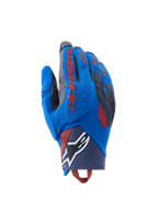 Guantes Alpinestars Durack, guantes de moto de aventura, azul real y gris oscuro, dorso textil con protección de nudillos TPR, logo Alpinestars rojo en el dedo índice, logo de estrella blanco en la muñeca, protección ligera de verano para dual sport