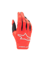 Alpinestars Radar 2025, guantes de motocross en rojo y plateado con dorso elástico y logotipo de estrella