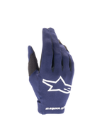 Alpinestars Radar 2025, guantes de motocross para hombre, azul marino y blanco, construcción textil elástica ligera con logotipo de estrella en el dorso