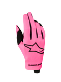 Alpinestars Radar 2027, guantes de moto para motocross, rosa flúor y negros, construcción ligera con tejido elástico y palma de ante sintético.