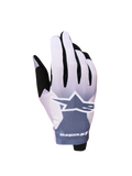 Alpinestars Radar 2027, guantes de motocross para hombre, gris ceniza y lila claro, ligeros con logotipo de estrella blanco.