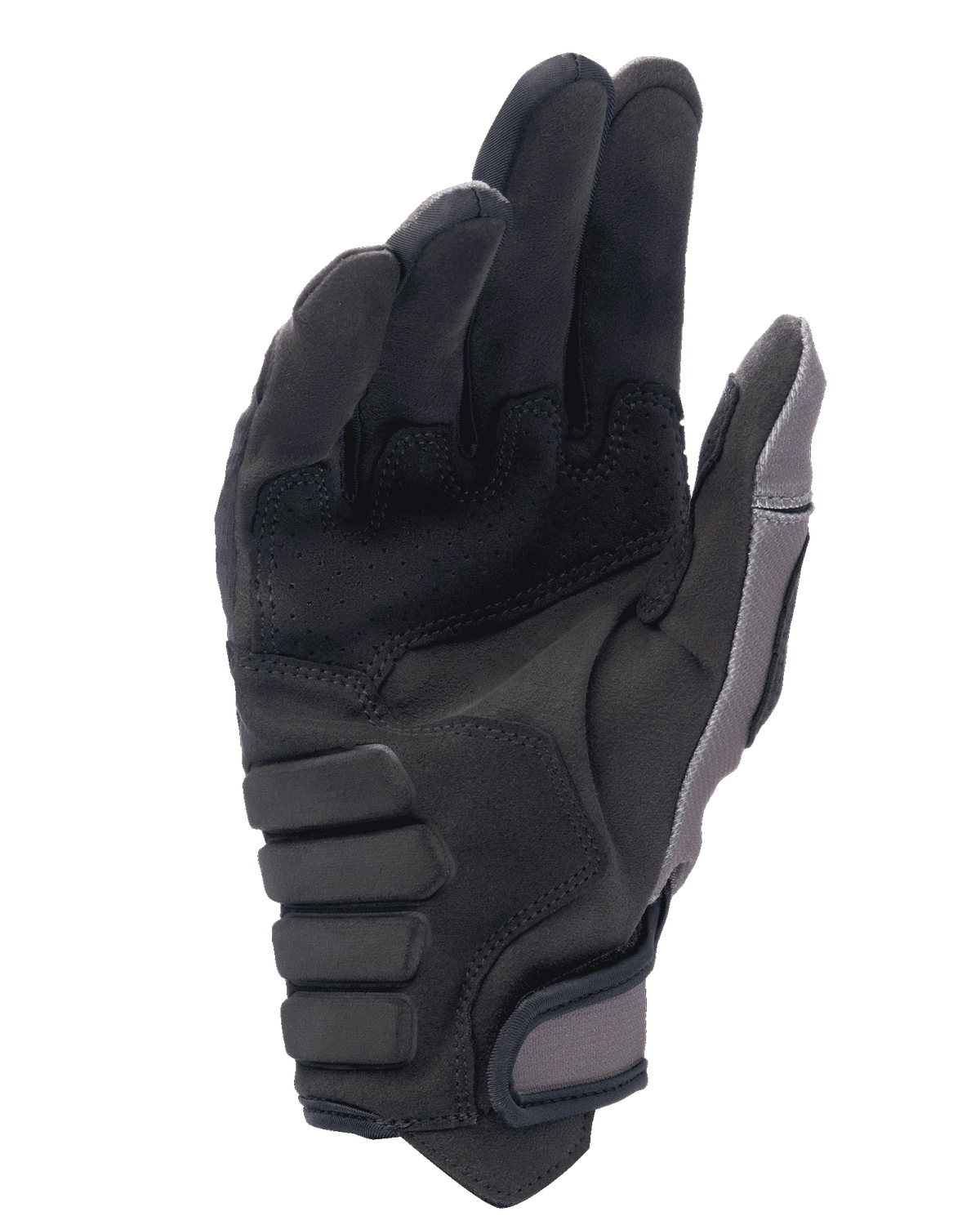 Guantes Alpinestars Techdura, guantes de motocross y enduro, color Falcon Brown, vista de la palma con construcción de ante sintético, acolchado reforzado para el agarre y cierre de puño ajustable de gancho y bucle