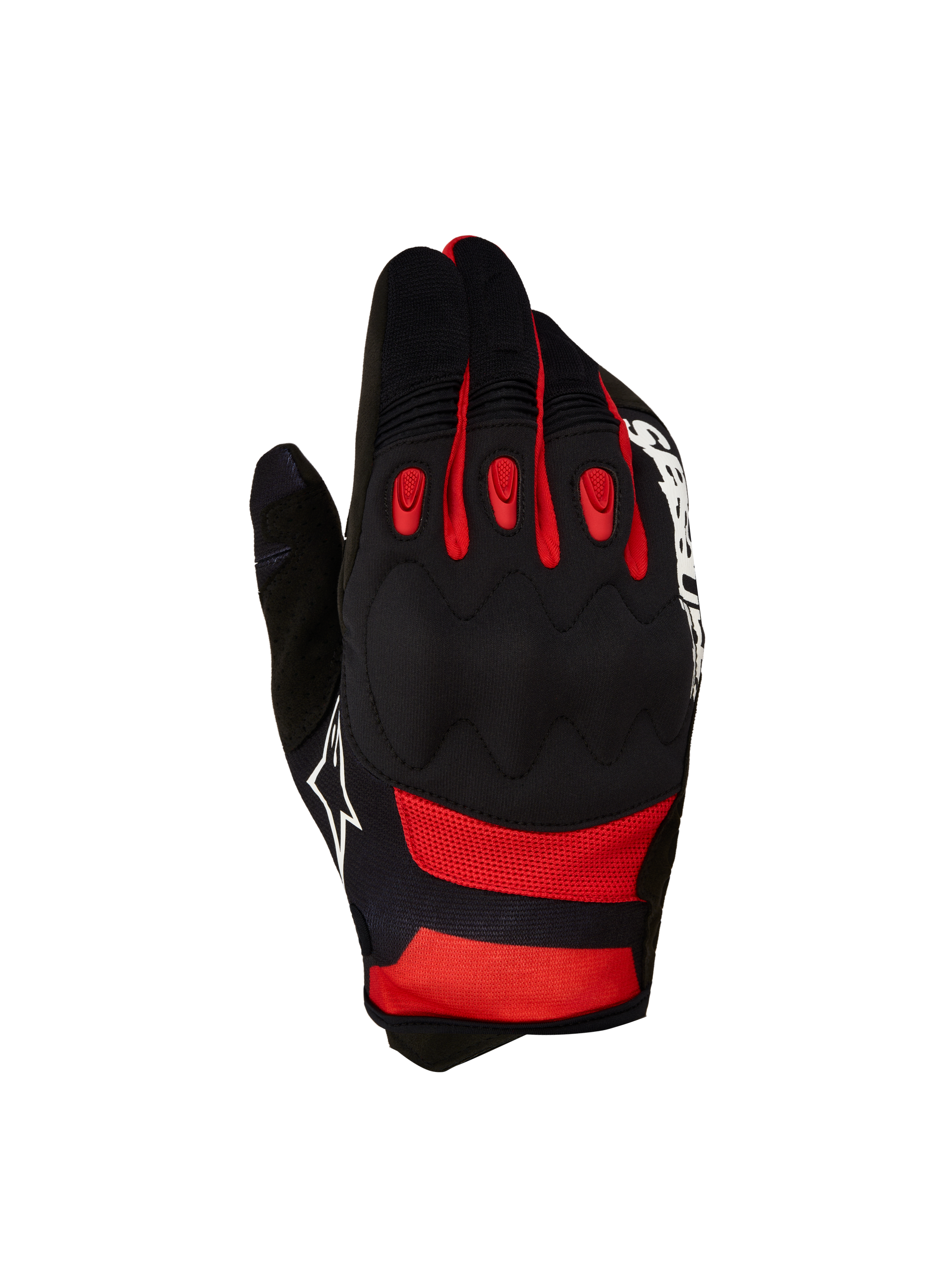 Alpinestars Techdura, guantes de moto para enduro y trail, negros y rojos, con protección de nudillos y malla transpirable.