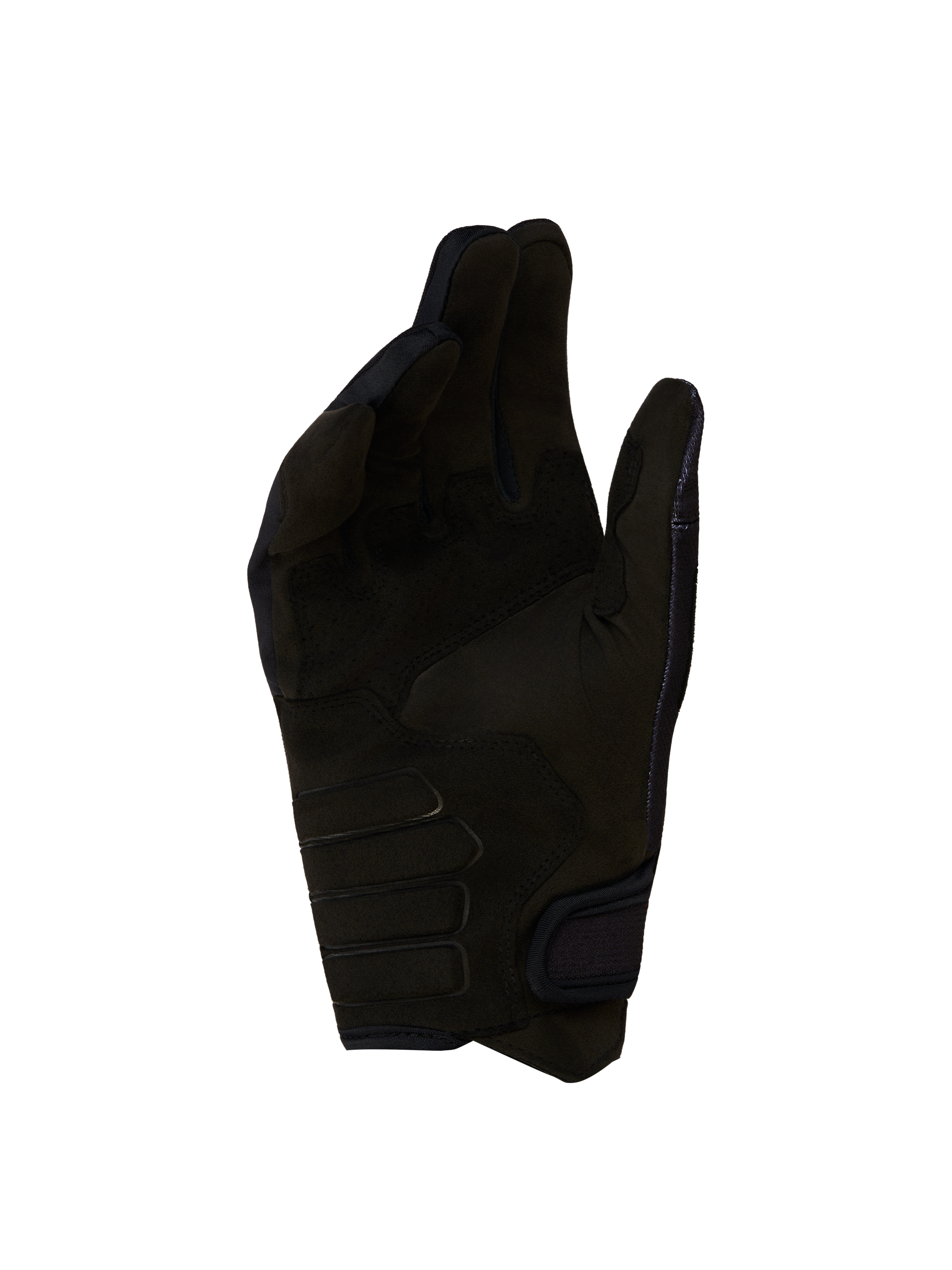 Alpinestars Techdura, guantes de moto negros para enduro, vista de la palma reforzada en ante sintético, certificado CE