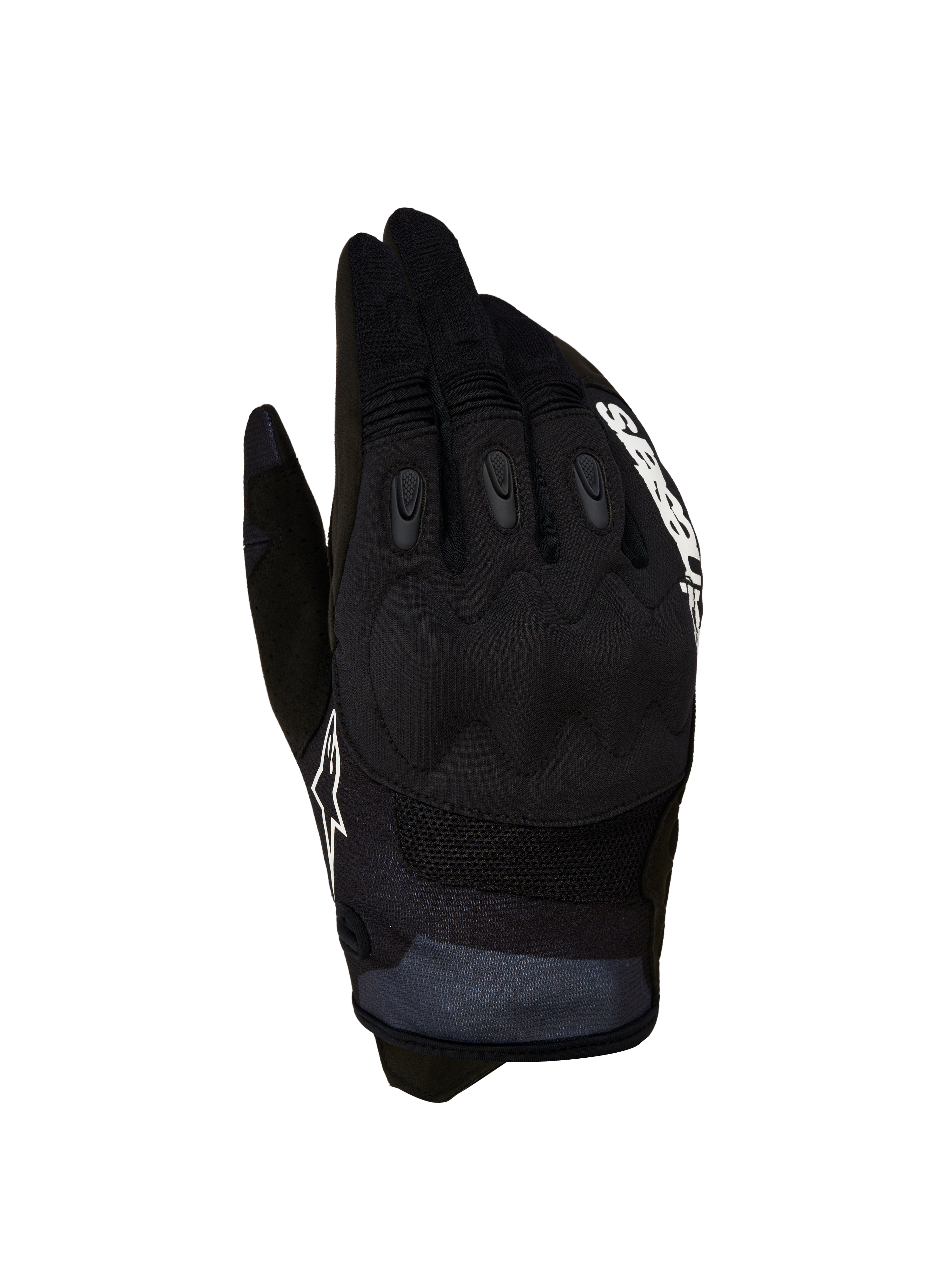 Guantes Alpinestars Techdura para hombre, negros y blancos con nudillos reforzados para motocross y enduro