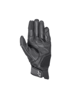 Alpinestars Morph Sport, guantes de moto para hombre, negros, construcción de cuero y textil MorphTech Weave, certificados CE, puntas táctiles, vista de la palma.