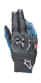 Guantes Alpinestars Morph Sport, guantes de moto, negros y azul sodalita, con protectores de nudillos sobreinyectados, dorso de MorphTech Weave con inserciones RIDEKNIT, logotipo de estrella blanca en el puño, tejido técnico texturizado para conducción en carretera