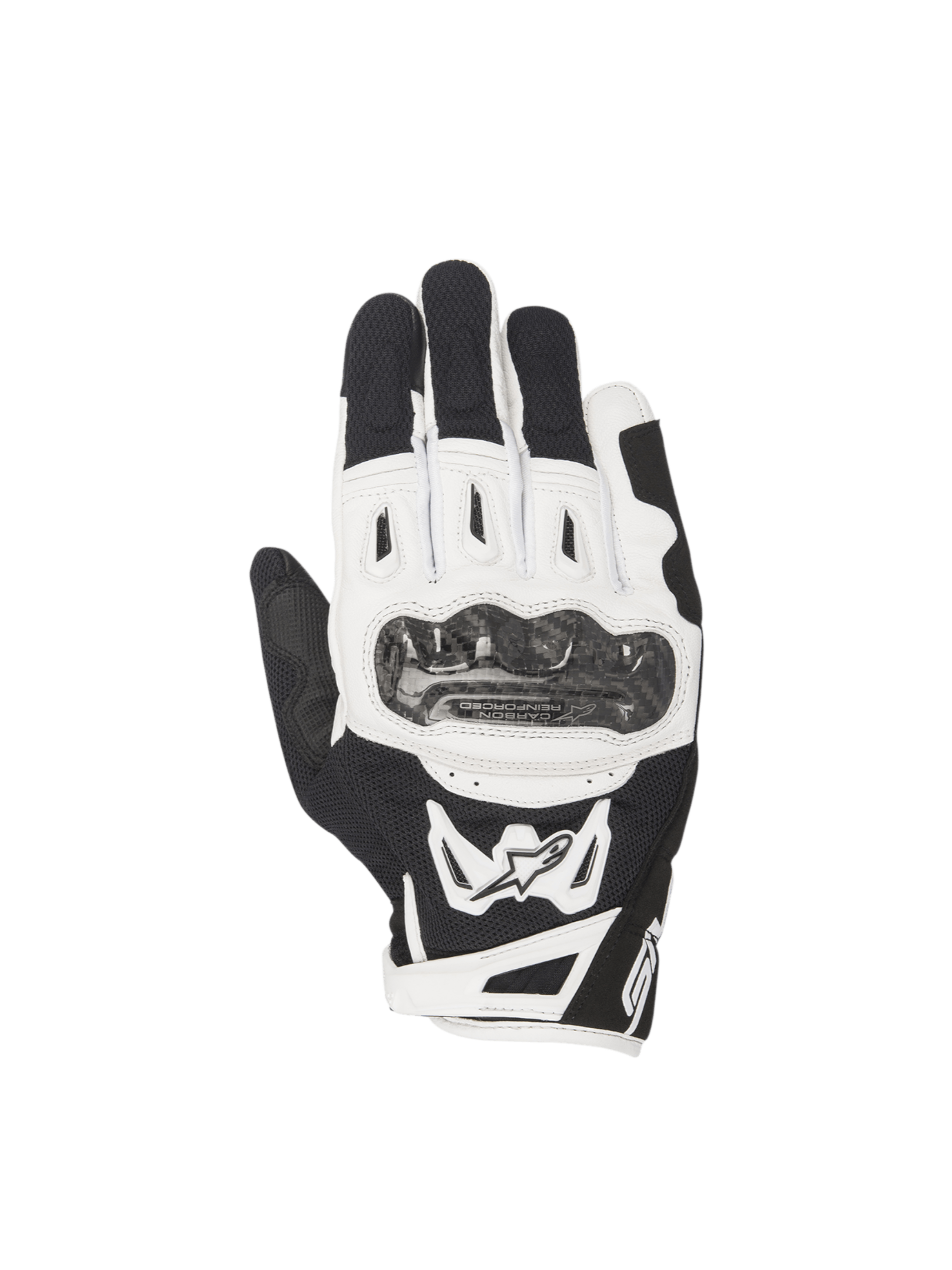 Alpinestars SMX-2 Air Carbon V2, guantes de moto para hombre, negros y blancos, nudillos de carbono, cuero y malla técnica