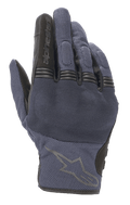 Guantes Alpinestars Copper, guantes de moto urbanos, azul Mood Indigo con detalles negros, construcción de tejido de malla, con protección rígida en los nudillos y articulaciones de los dedos tipo acordeón, logotipo de Alpinestars en el dorso