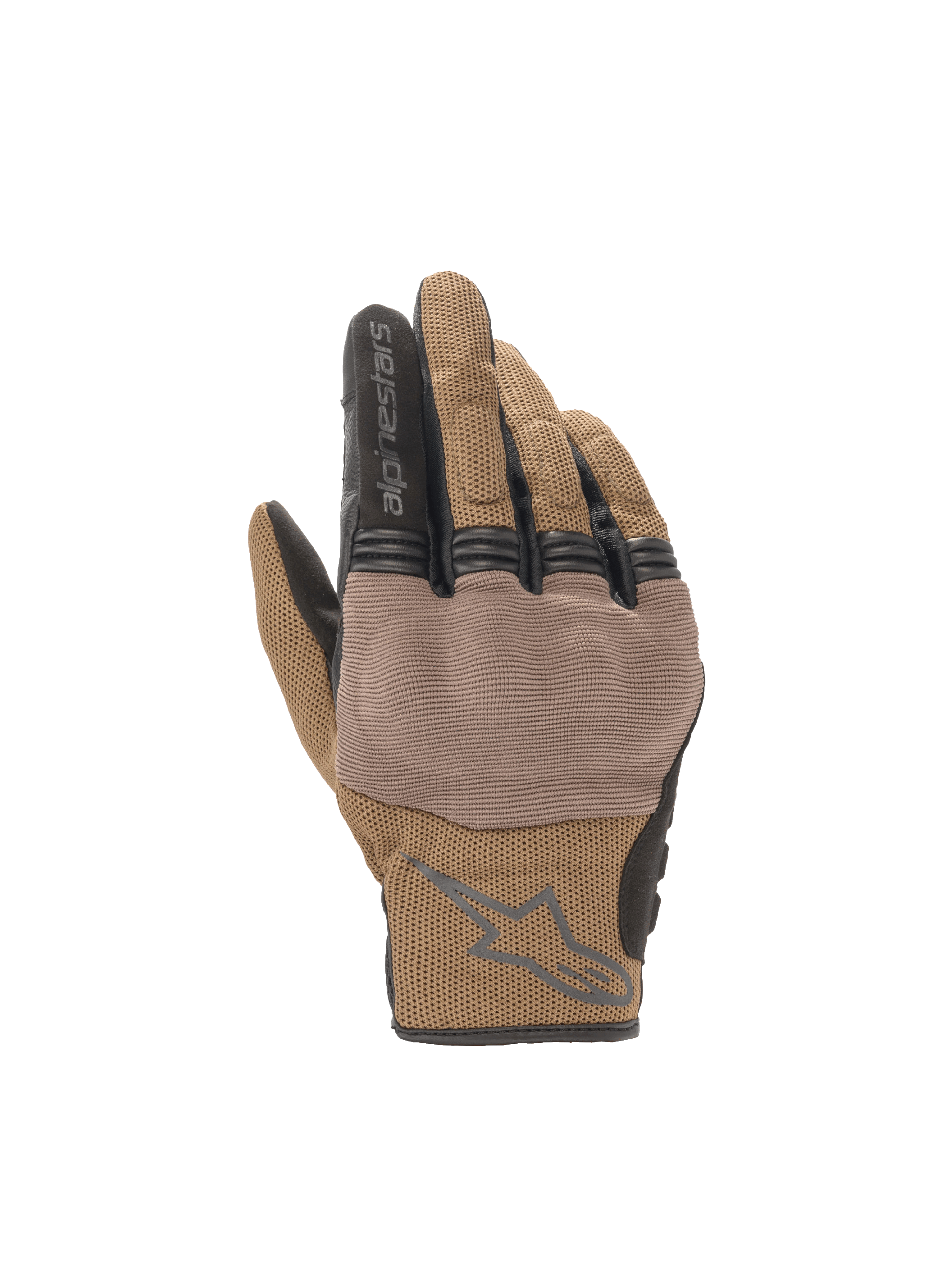 Guantes Alpinestars Copper para hombre, guantes de moto urbanos en marrón teca y negro con protección de nudillos.
