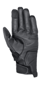 Guantes Alpinestars Morph Street, guantes de moto, negro, vista de la palma con paneles protectores reforzados, puntas de los dedos compatibles con pantalla táctil y correa ajustable en la muñeca para un ajuste seguro