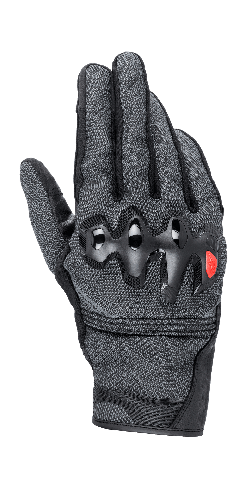 Alpinestars Morph Street Gloves, guantes de moto urbanos, grises y negros, protectores de nudillos rígidos con logotipo en rojo, construcción de tejido MorphTech Weave texturizado, diseño de puño corto