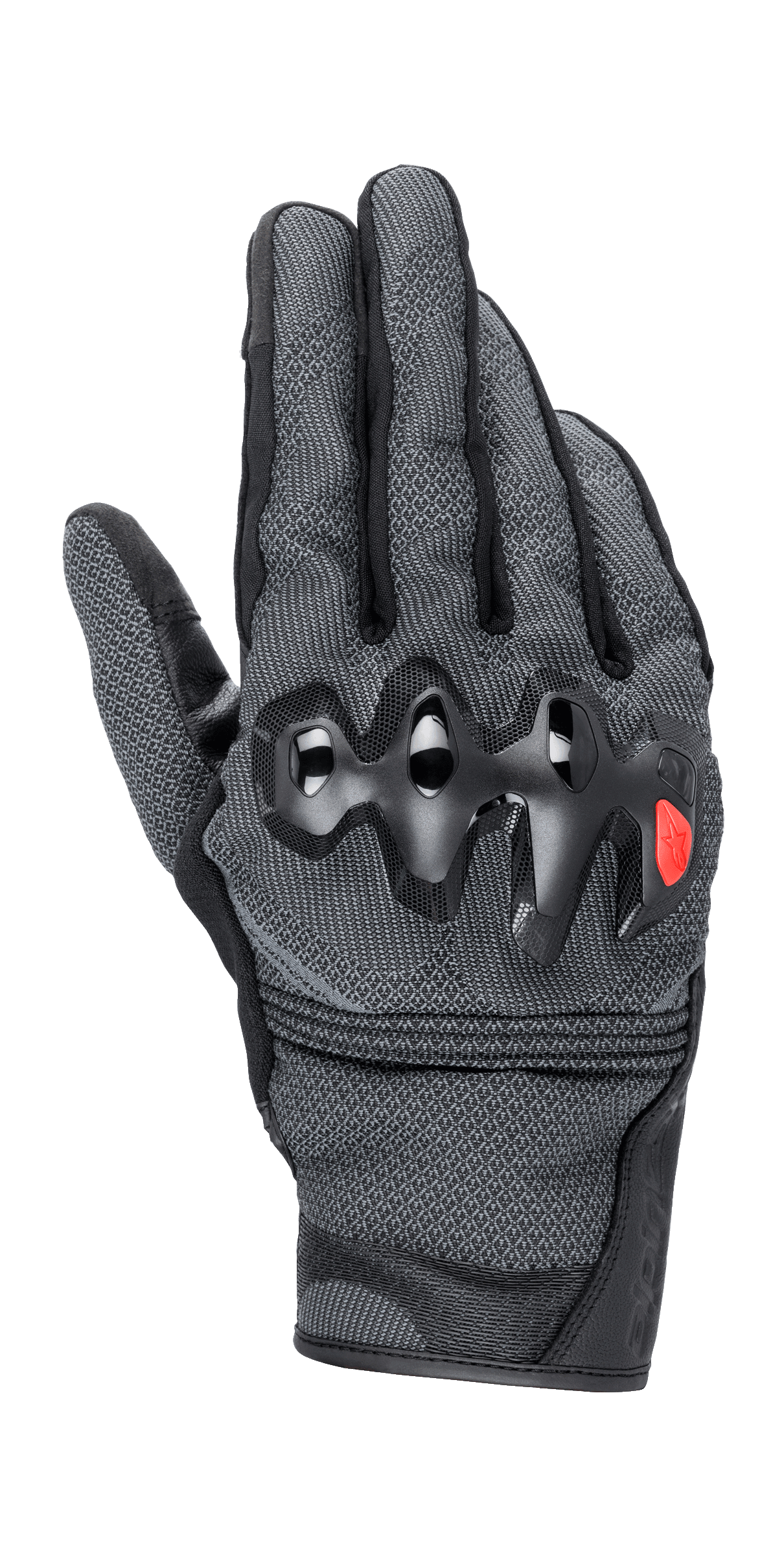 Alpinestars Morph Street Gloves, guantes de moto urbanos, grises y negros, protectores de nudillos rígidos con logotipo en rojo, construcción de tejido MorphTech Weave texturizado, diseño de puño corto
