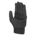 Guantes Alpinestars Stated Air, negros, vista de la palma con textura de gamuza sintética suave, palma reforzada con costuras en zigzag para agarre, protección acolchada en la base y puño elástico acanalado