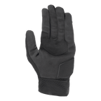 Guantes Alpinestars Stated Air, negros, vista de la palma con textura de gamuza sintética suave, palma reforzada con costuras en zigzag para agarre, protección acolchada en la base y puño elástico acanalado