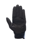 Guantes Alpinestars Stated Air, vista de la palma, Stonewash Blue Black, palma de gamuza sintética negra con refuerzos, cierre de muñeca acanalado, diseño aerodinámico para conducción urbana en verano