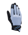 Guantes Alpinestars Stated Air, guantes para moto, azul stonewash y negro, dorso de airprene elástico con textura perforada, logotipo de estrella azul en el dedo índice y el cierre de la muñeca, diseño ligero y transpirable para conducir en verano