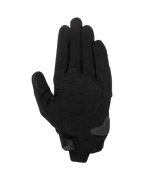 Alpinestars SP X 1 Gloves, Black/Black motorcycle gloves, palm view showing synthetic leather construction with reinforced strike zones, TPR palm slider, and compact cuff closure.