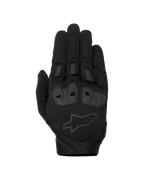 Alpinestars SP X 1 Gloves, Black motorcycle racing gloves, textured stretch fabric top hand, tonal black star logo, integrated TPR knuckle protection and finger sliders, durable sport riding design