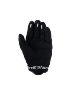 Guantes Alpinestars Mogress Airflow, guantes de moto urbanos, Negro Antracita, vista de la palma con refuerzos sintéticos y zonas de malla 3D, inserciones de silicona para agarre en los dedos, puño corto con logotipo en blanco