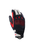 Alpinestars Mogress Airflow Gloves, guantes de moto, negro, rojo llama y crudo, con dorso perforado con láser e inserciones de malla 3D, protección de nudillos transparente, diseño de puño corto, equipamiento de conducción urbana para verano