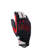 Alpinestars Mogress Airflow Gloves, guantes de moto, negro, rojo llama y crudo, con dorso perforado con láser e inserciones de malla 3D, protección de nudillos transparente, diseño de puño corto, equipamiento de conducción urbana para verano
