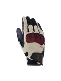 Guantes Alpinestars Mogress Airflow, guantes de moto, beige, negro y rojo, con protección de nudillos Nucleon Plasma roja, dedos perforados con láser, paneles de malla 3D para el flujo de aire y puño corto con correa de velcro