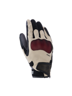 Guantes Alpinestars Mogress Airflow, guantes de moto, beige, negro y rojo, con protección de nudillos Nucleon Plasma roja, dedos perforados con láser, paneles de malla 3D para el flujo de aire y puño corto con correa de velcro