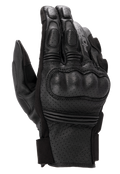 Alpinestars Phenom Leather Air Gloves, guantes de moto negros, confección en cuero de cabra perforado, protección de nudillos rígida integrada, inserciones elásticas de acordeón en los dedos y cierre de puño corto