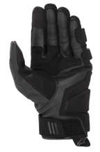 Guantes de cuero Alpinestars Phenom Air, guantes de moto, negros, vista de la palma con confección en cuero de cabra de primera calidad, acolchado reforzado y correa de muñeca ajustable con logo