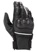 Alpinestars Phenom Leather Air Gloves, guantes de moto de caña corta, negros con una fina raya blanca, con confección en cuero de cabra perforado, protección de nudillos duros y dedos acolchados