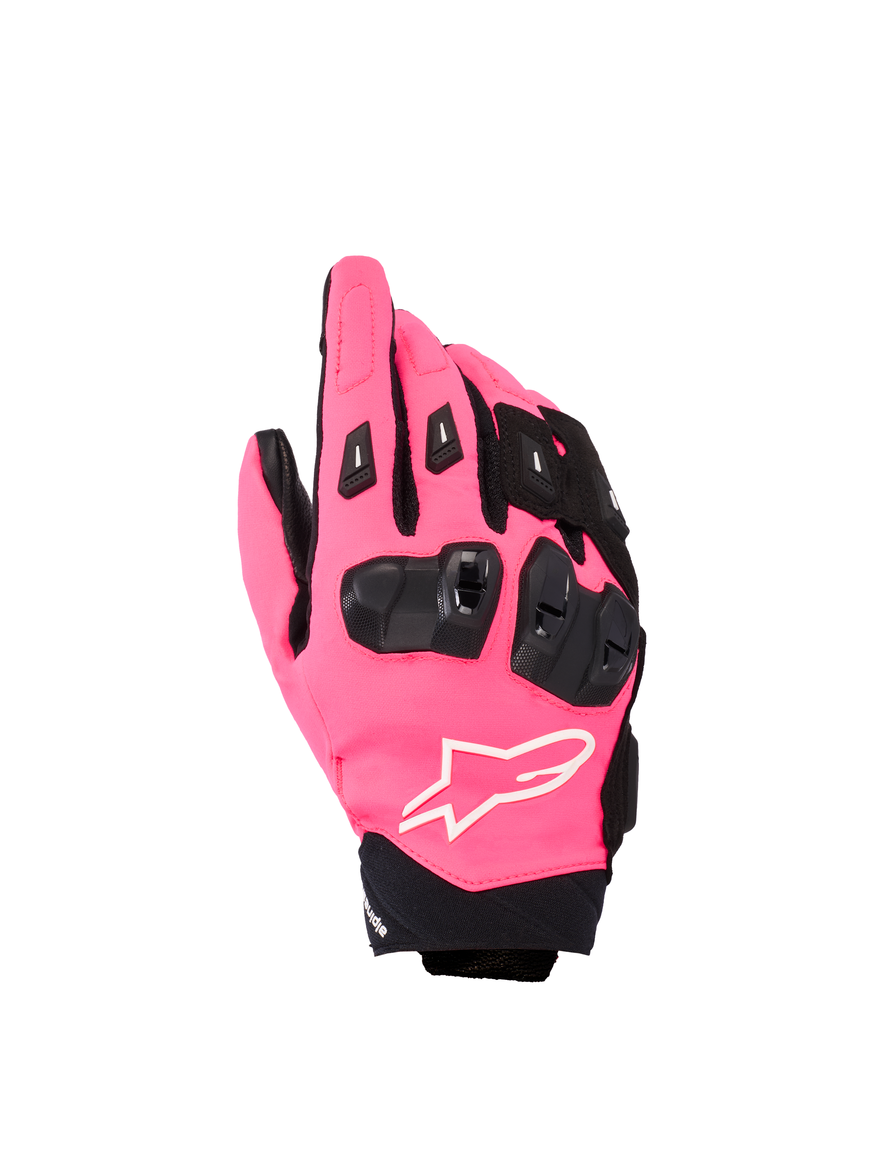 Alpinestars Stella SP X 3, guantes de moto deportivos para mujer, rosa diva y negro, con protección de nudillos de TPU negro, detalle de logotipo blanco y confección textil de puño corto