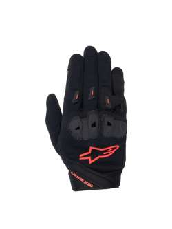 Alpinestars Stella SP X 1, guantes de moto para mujer, negros y rojos fluo, textil ventilado con nudillos TPR, certificados CE KP1, ideales para carreras y conducción deportiva