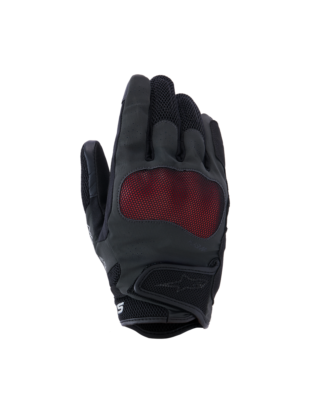 Alpinestars Stella Mogress Airflow, guantes de moto para mujer, negro antracita y rojo, con protección de nudillos NUCLEON PLASMA y malla roja, dorso perforado con láser, inserciones de malla 3D y diseño urbano transpirable.