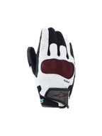 Alpinestars Stella Mogress Airflow Gloves, guantes de moto para mujer, negros y blancos con protector de nudillos rojo, construcción de malla 3D transpirable y perforada, tecnología PLASMA, diseño de conducción urbana con puño corto