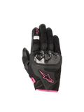 Alpinestars Stella SMX1-Air V2, guantes de moto para mujer, negros y fucsia, cuero perforado y malla transpirable, con protección de nudillos rígida y certificado CE.