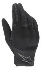 Guantes Alpinestars Stella Copper para mujer, guantes de moto urbanos en color negro, vista del dorso con protección rígida en los nudillos, tejido de malla transpirable y logotipo de Alpinestars en el dedo índice y la muñeca.