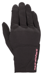 Alpinestars Stella Reef para mujer, guantes de moto urbanos, negros con logotipo rosa fucsia, confección en tejido elástico, diseño de puño corto, material texturizado para conducción urbana