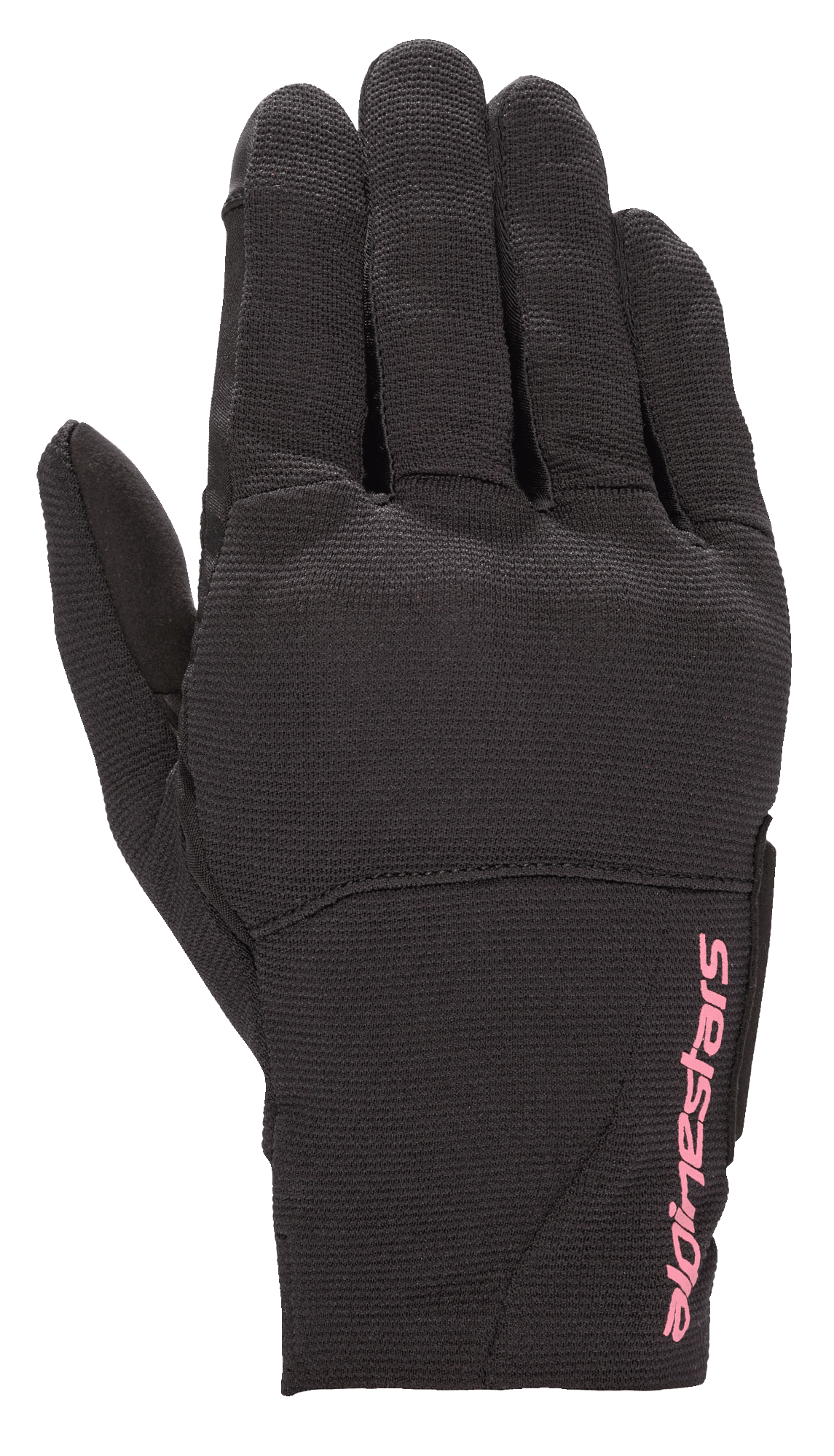 Alpinestars Stella Reef para mujer, guantes de moto urbanos, negros con logotipo rosa fucsia, confección en tejido elástico, diseño de puño corto, material texturizado para conducción urbana